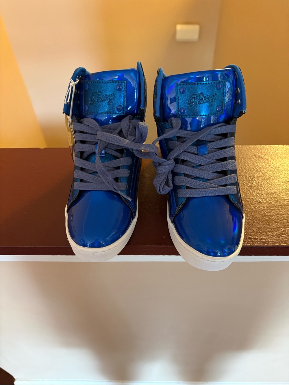 Pastry Kids Shiny Royal Blue High-Top Sneakers